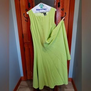 Full skirt, sleeveless bright green dress